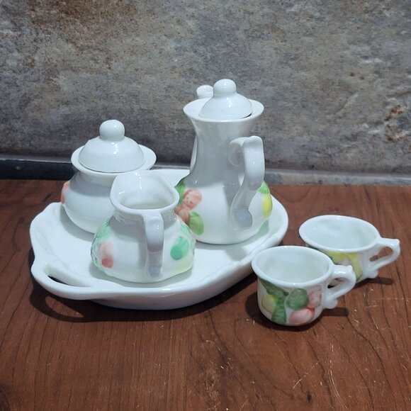 Vintage Miniature Porcelain Fruit Tea Set - Picture 7 of 14